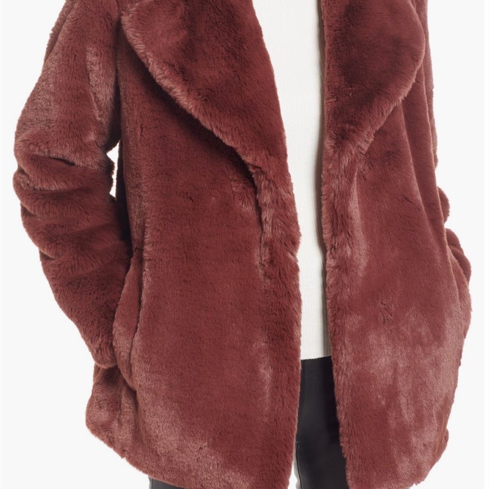 Halogen Plush Faux Fur Jacket in Rich Brown